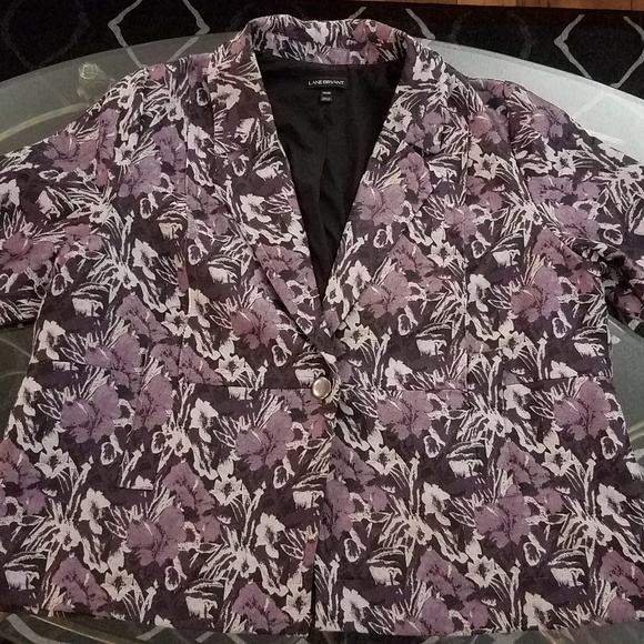 Lane Bryant Purple Floral Business Blazer Jacket - Picture 1 of 3